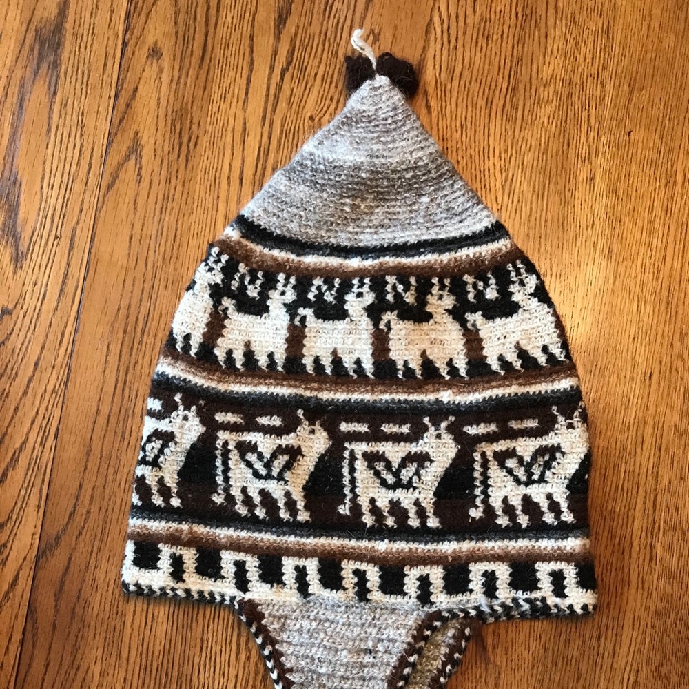Alpaca Wool Winter Hat ski snowboarding warm handmade animal comfort brown tan